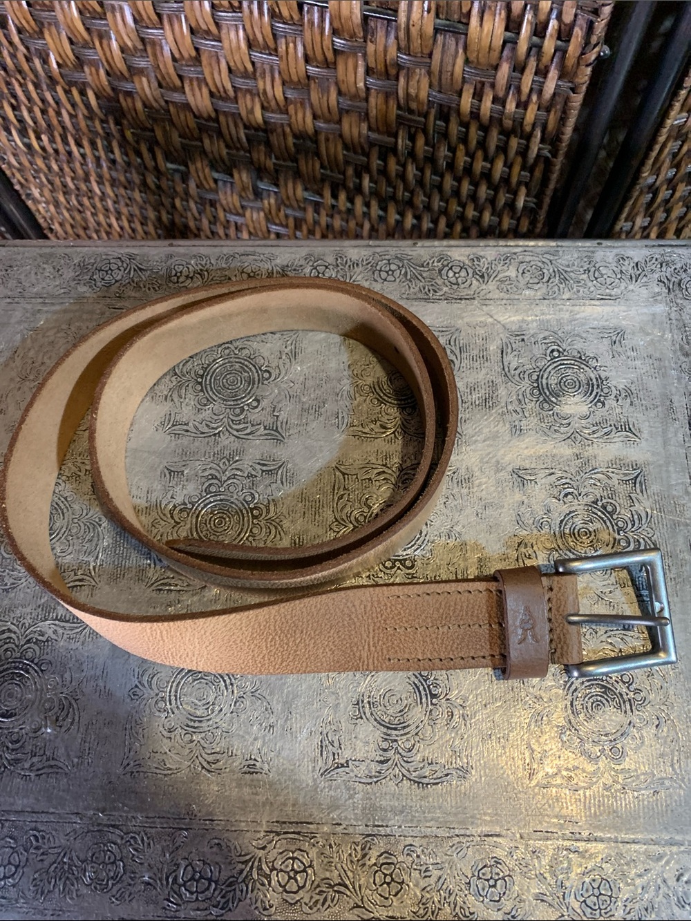 All Saints Light Brown Leather Belt Size 38